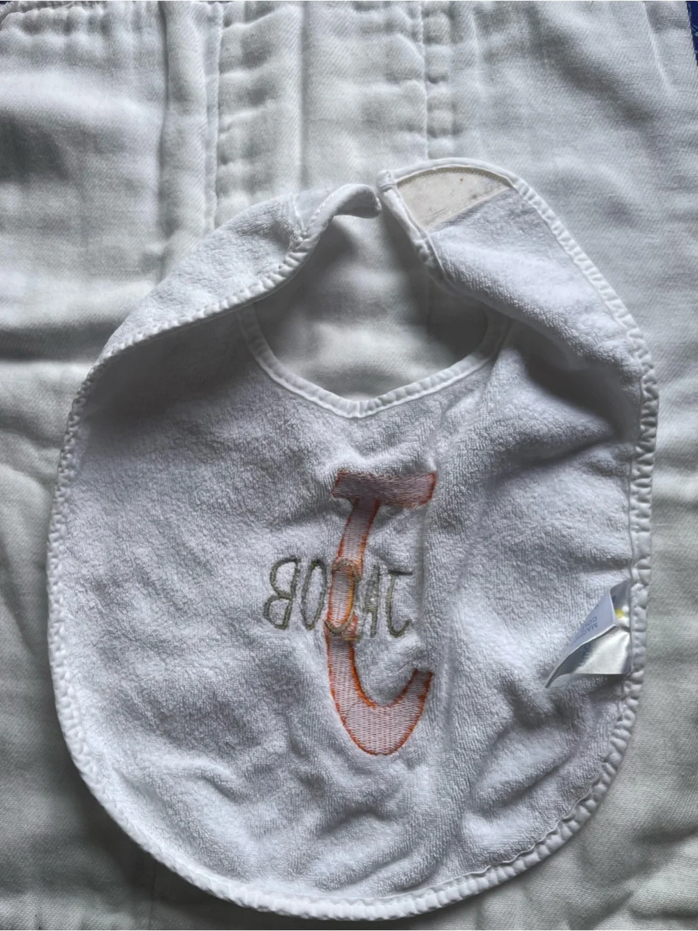 Personalized Baby Bib and Burp Cloth Set -  Jacob - Jake Baby Boy Name Set
